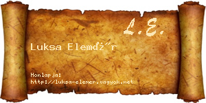 Luksa Elemér névjegykártya